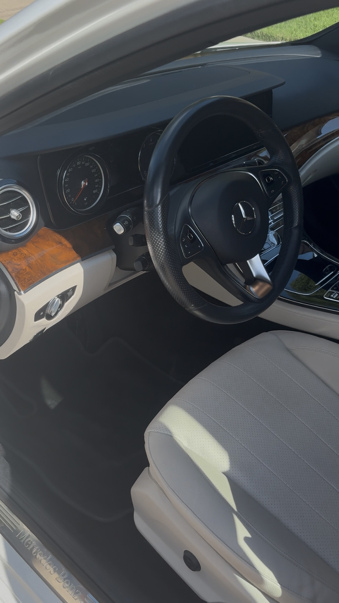 Mercedes-Benz interior detailed in Little Elm TX, steering wheel and seat