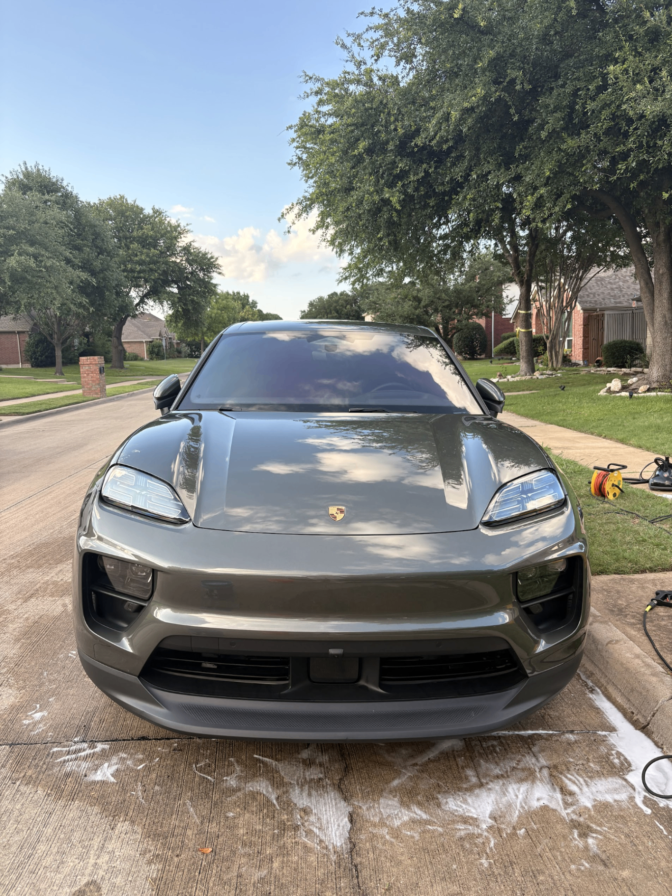 Porsche Macan front-end gloss after mobile detail in Frisco TX
